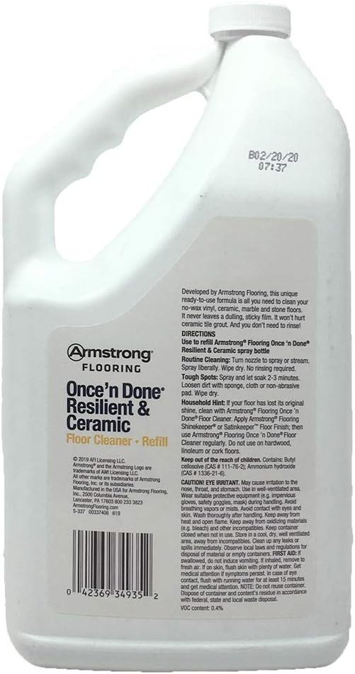 Armstrong S-337 Once'n Done Resilient & Ceramic Cleaner Refill Ready to Use 64 oz