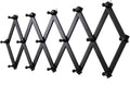 SCUNDA Accordion Wall Hanger with 16 Hooks, Wooden Wall Expandable Coat Rack for Coat, Hats, Baseball Caps, Coffee Mug, Jewelry(Black)
