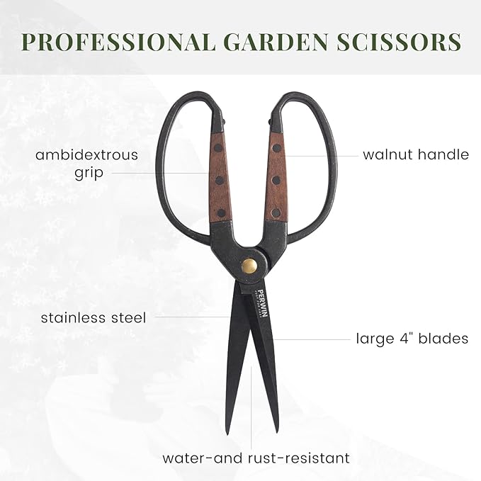Garden Flower Bonsai Scissors 2 Pcs Walnut Wide Handles Pruning Gardening Scissors Floral Shears for Gardening,Succulent Harvest, and Precision Plant Trimming Care