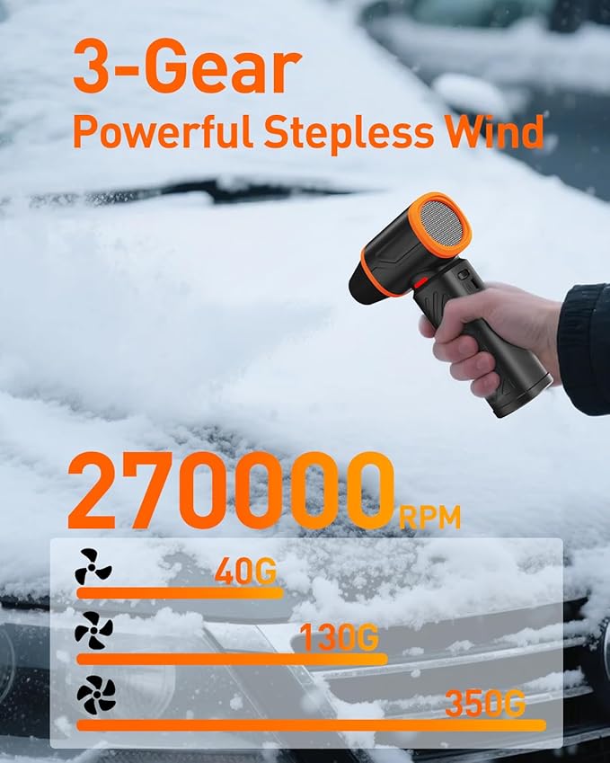 V40 Compressed Air Duster-270000RPM 350G Super Power Electric Air Duster, 10000mAh Cordless Rechargeable Brushless Motor Canned Air, Stepless-Adjustable Air Blower for PC, Keyboard