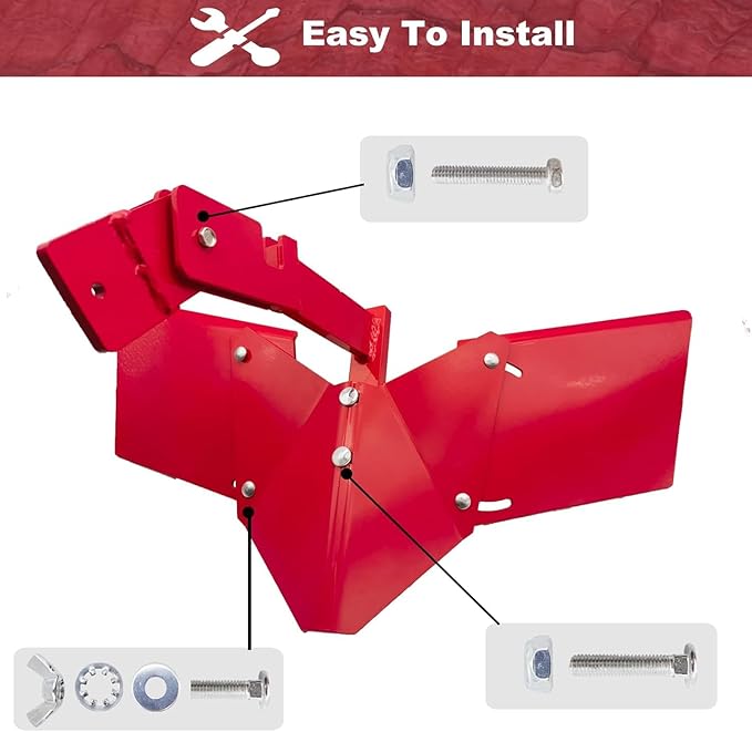 15683 Hiller-Furrower Kit Rear Tine Rototillers for Earthquake, Husqvarna, Southland, Powermate, Troy-Bilt and Cub Cadet Rear Tine Rototillers, Adjustable Wing, Three Kinds of Connection Red