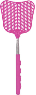 MYSTICHOME Fly Swatter 1 PCS, Durable Heavy Duty Plastic Fly Swatters, Stainless Steel Telescopic FlySwatter for Indoors/Outdoor/Kitchen/Garden (Roes Red)