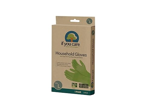 If You Care Latex Gloves,Large, 1 Pair - For Gardening,Dishwashing,Cleaning Kitchen and Bathroom, 100% Cotton Lined,Reusable for Women & Men,Green,(Pack of 12)