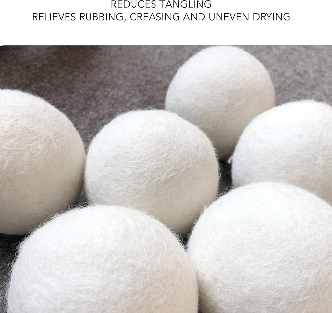 ZJchao 6 Pack Wool Dryer Balls for Laundry High Density Wool Drying Balls Reduce Static Cling Shorten Drying Time Reusable with Softener Alternative for Clothes Baby Delicates (4cm)