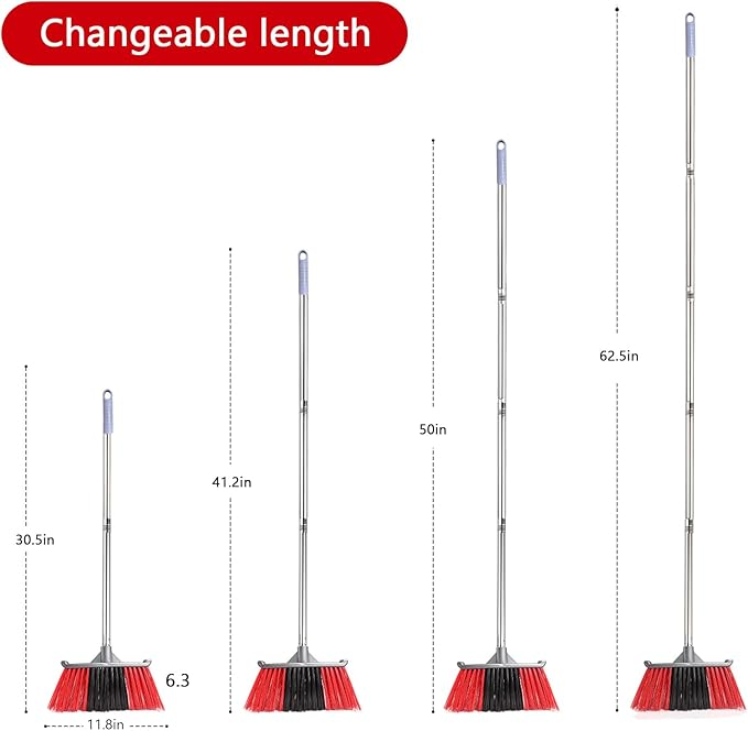 Outdoor Broom, Outside Heavy Duty Brooms for Sweeping Outdoor, Floor Broom is Applied for Courtyard,Garage,etc.（62 inch）