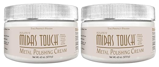 Rolite Midas Touch Metal Polishing Cream 2 Pack 4.5 Oz Each for Silver Gold Brass Copper Chrome Non-toxic Jewelry Restoration