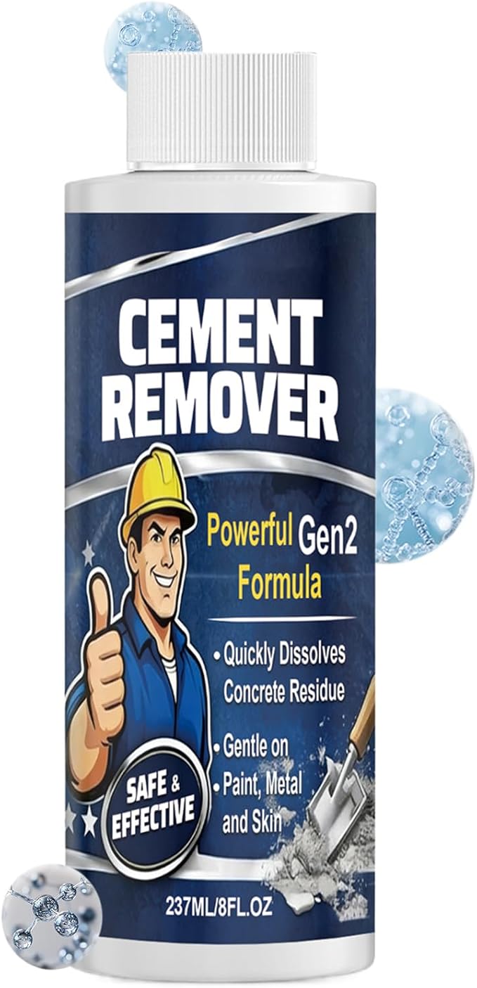 Fast-Acting Concrete Remover, No-Damaging Cleaner Liquid, 237ml Dried Concrete Dissolver with Powerful Formula, Safe Cleaning Solution with Easy Application Feature -Friendly