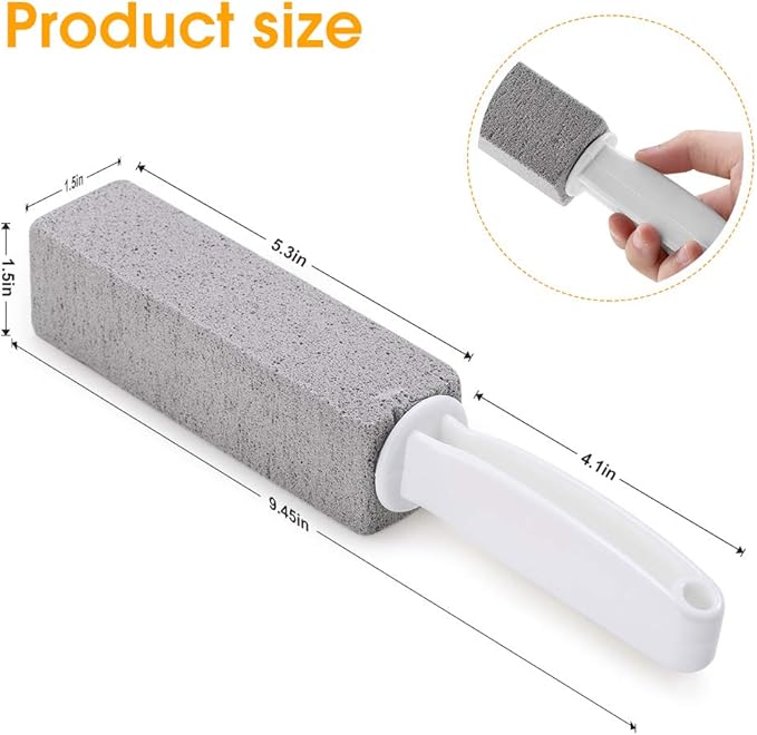 2 Pack Pumice Stone Toilet Bowl Cleaner with Handle, Hard Water Ring Remover & Stain Scrubber for Bathroom, Pool, Sink and Tub, Ergonomic Heavy Duty Cleaning Tool