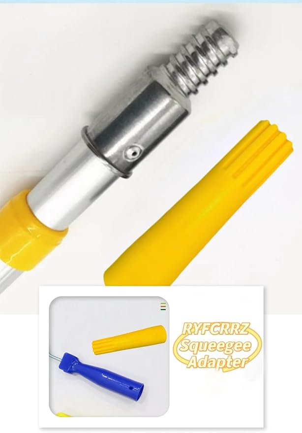 Squeegee Adapter Window Squeegee Adaptor Squeegee Pole Adapter, Changes The Threaded Tip to a Standard Friction Taper Fit, Yellow 2pc
