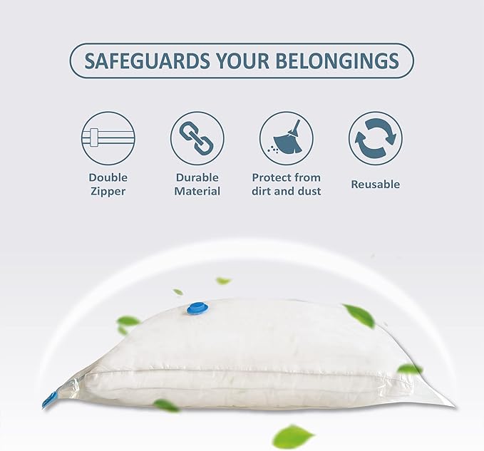 Roomimaster Vacuum Storage Bags, Vacuum Seal Space Saver Bags for Clothing, Travel Lugggage, Carry-on, Blankets, Comforters, Pillow, Bedding, 10 Combo