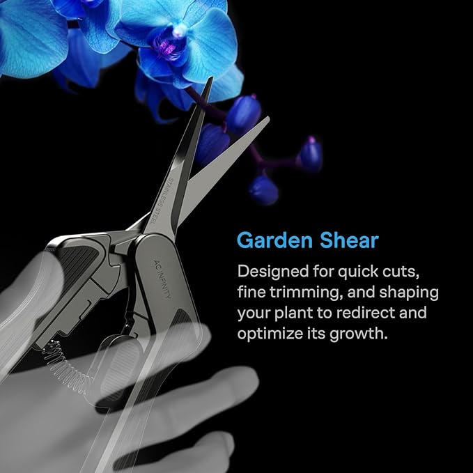 AC Infinity 6.6” Stainless Steel Pruning Shear 2-Pack, Lightweight Ergonomic Design, Straight Precision Blades with Nonstick Teflon Coating for Gardening, Hydroponics, Grow Tents