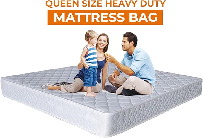 2 PK 4Mil Queen Mattress Bags for Moving – Heavy Duty Plastic Cover for Storage & Disposal, Waterproof & Tear-Resistant Moving Supplies