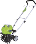 Greenworks 40V 10" Cordless Tiller / Cultivator, 4.0Ah Battery and Charger Included, Green