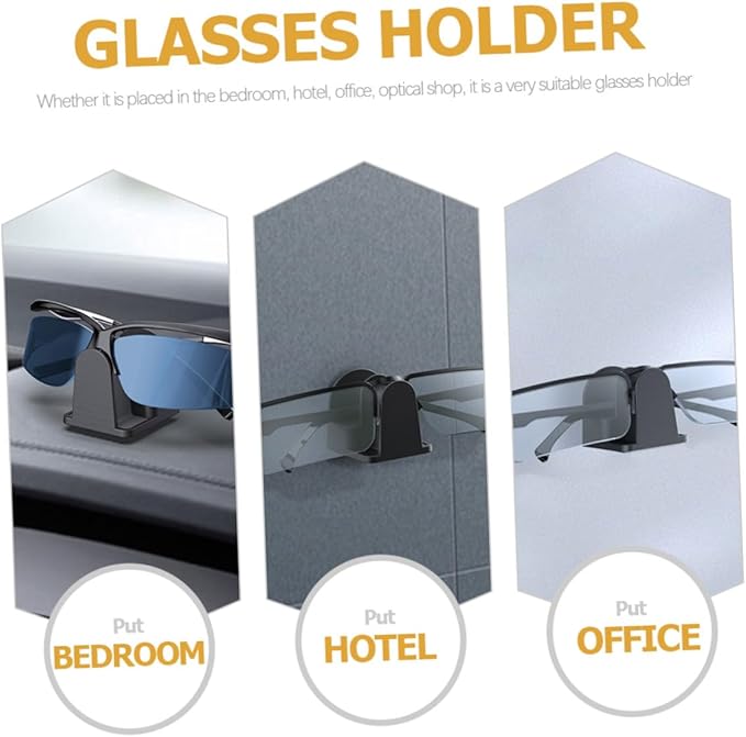 Angoily 2pcs Wall-Mounted Eyeglasses Bracket and Desktop Sunglasses Storage Stand Holder for Car and Home, Black Eyewear Organizer Rack