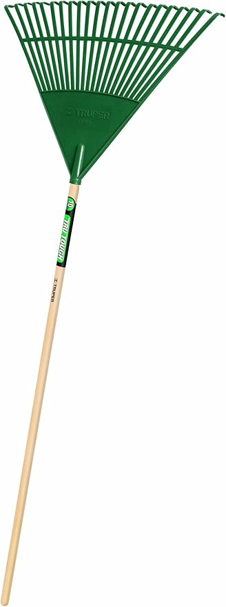 Truper 30456 Tru Tough 48-Inch Plastic Leaf Rake, 22-Inch Head, Wood Handle