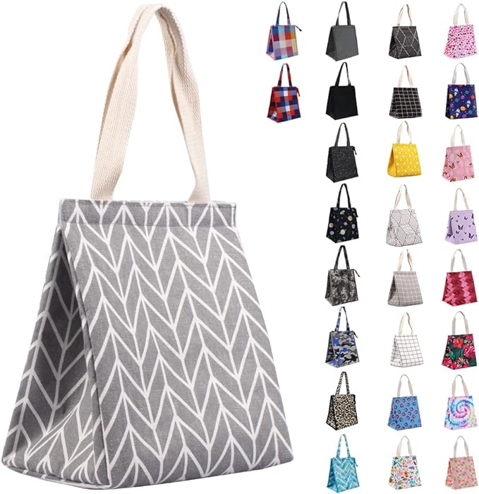 iknoe Insulated Lunch Bag for Women & Adults, 9L Foldable Wide-Open Cooler Bag with Pockets, Leakproof & Portable, for Picnic, Office, Beach(Gray diamond)