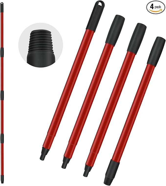 Spin Mop Handle Replacements for Oceda 4-Section Mop Replace Handle Compatible with O-Ceda Spin Mop Refills and Brooms, O ceda Mop Stick for Floor Clean, 30" to 58", Universal Fit Oceda Mop Head