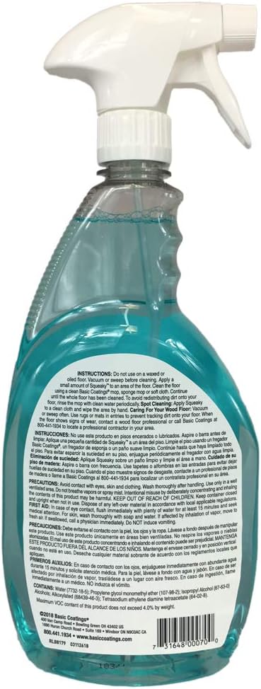 NEW Basic Coating Squeaky Spray Bottle 32 fl oz + Basic Coating Squeaky Concentrate 1 Gallon Hardwood Floor Cleaner
