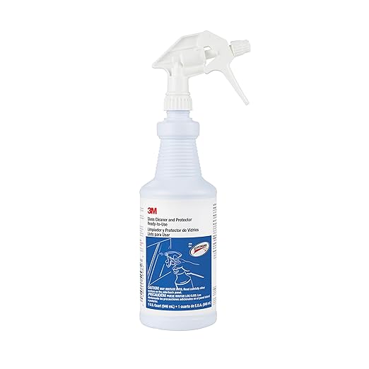 3M Glass Cleaner and Protector, Ready-To-Use, Each with a Trigger Sprayer, Quart, 12/Case