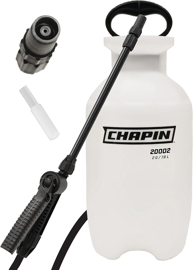 Chapin 20005 Pump Sprayer, 2 Gallon, Lawn and Garden, Hand Pressurized, Anti-Clog Filter, Adjustable Spray Nozzle, Spraying Plants, Watering, Weeds, Fertilizer and Pests, Translucent