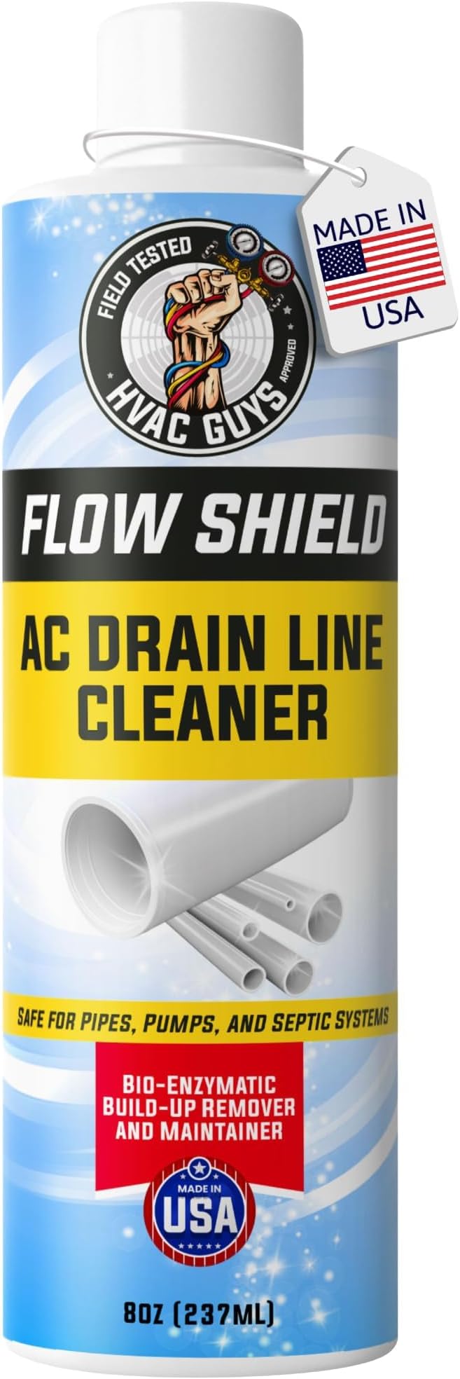 AC Drain Line Cleaner | Prevent Buildup and Overflow | 8oz - Up to 3 Months of Protection | Fast Acting & Long Lasting Bio-Enzymatic Formula