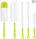 Bottle Cleaning Brush Set - Long Handle Bottle Cleaner for Washing Narrow Neck Beer Bottles, Sports Water Bottles with Straw Brush, Kettle Spout/Lid Cleaner Brushes