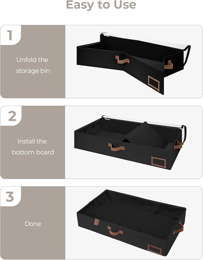 StorageWorks Extra Large Under Bed Storage Containers with Handles and Label Holder, 2 Pack Ultra-thick Fabric Underbed Bins, Closet Organizer for Clothes, Blankets, Sweater