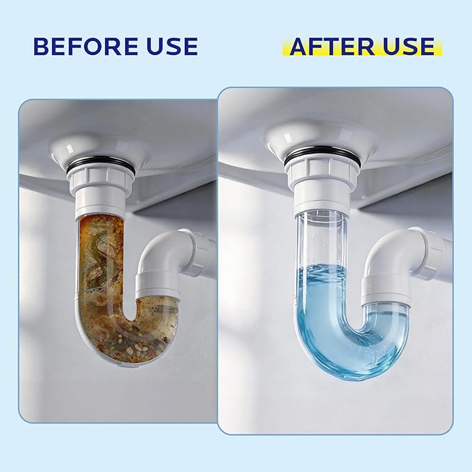Sink and Drain Cleaner Powder for Kitchen and Bathroom Sinks Shower Tub - Drain Clog Remover Unclogging Cleaner for Daily Cleaning (4 Pack)