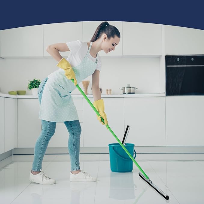 Lasnten 4pcs Double Foam Floor Squeegee for Concrete Industrial Floor Scrubber Stainless Steel Cleaning Squeegee with Rubber Heavy Duty Broom EVA Foam Blade for Garage Window Pool (18 Inch)