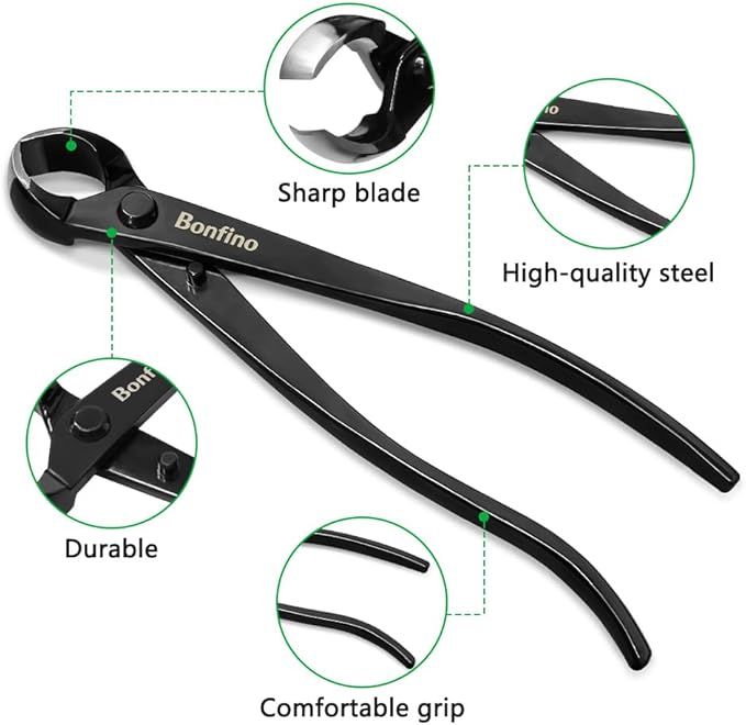 Bonsai Concave Cutter 8.3 inch, Heavy Duty Bonsai Clipper, Professional Grade Manganese Steel, Precision Branch Pruning Tool