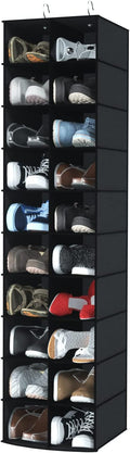 Libeder Hanging Shoe Organizer for Closet, Hanging Closet Organizers 20 Section Shoe Shelves, Space Saving Shoe Holder & Storage, Black, 12''W×12''Dx 50''H