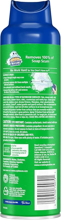 Scrubbing Bubbles Mega Bathroom and Shower Foamer Aerosol, Rainshower Scent, 20oz