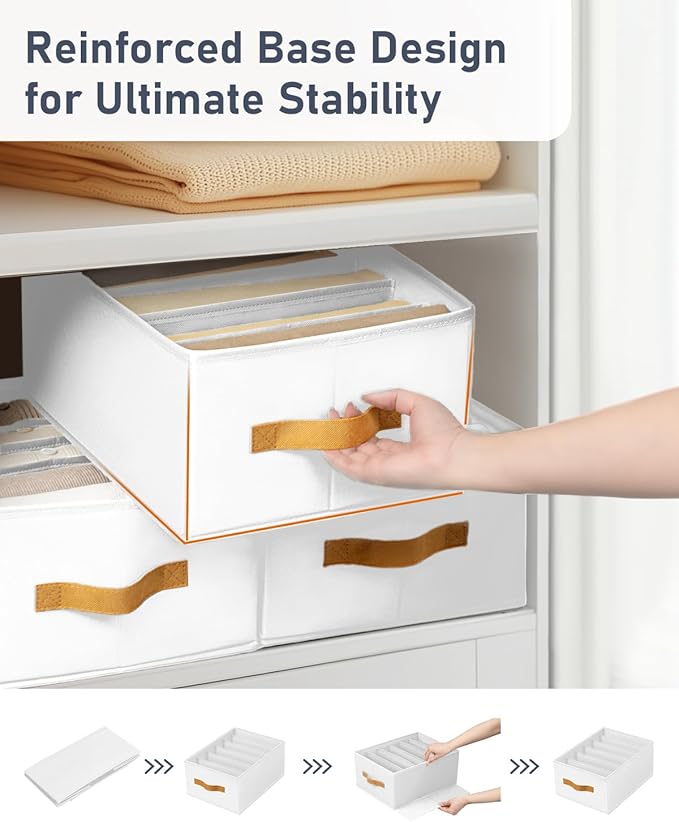 DIMJ Large Wardrobe Clothes Organizer - 8 Packs Fabric Closet Storage Organizer with Handles, Foldable Closet Organizers Dividers for Clothing Jeans Pants Sweater T-shirt