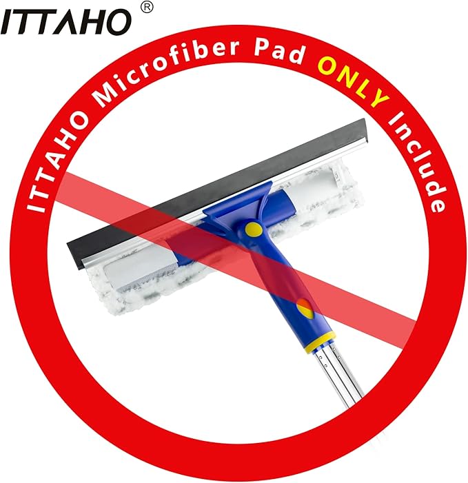 ITTAHO 3 Pack Microfiber Pads Replacements for Window Squeegee Set, Window Cleaner Kit, Professional Scrubber Refill Sleeve - 11 Inch