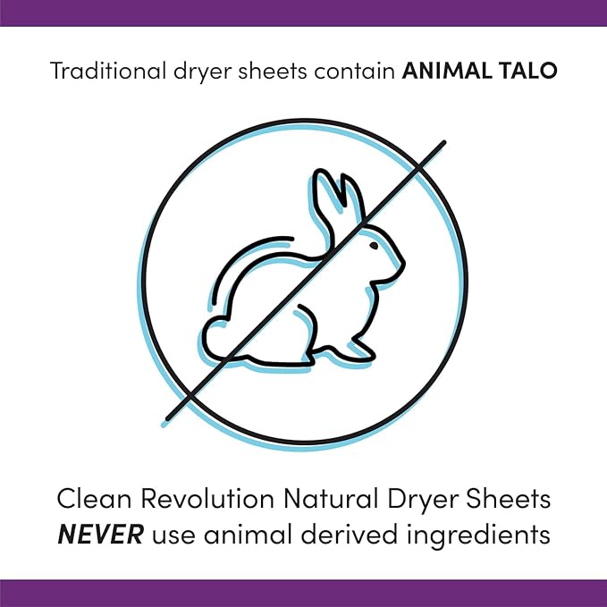 Clean Revolution Natural Fabric Softener Dryer Sheets, 80 Sheets, 160 Loads, Seaside Lavender, Naturally Derived, Sensitive Skin Safe, Made in the USA (Pack of 2)