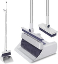 SDSM Broom with Dustpan Combo Set, 4 in 1 Multifunctional Broom and Dustpan with 52" Long Handle, Concealed Squeegee and Cleaning Brush, for Clean Home Kitchen Bathroom Office, Indoor Outdoor Floor
