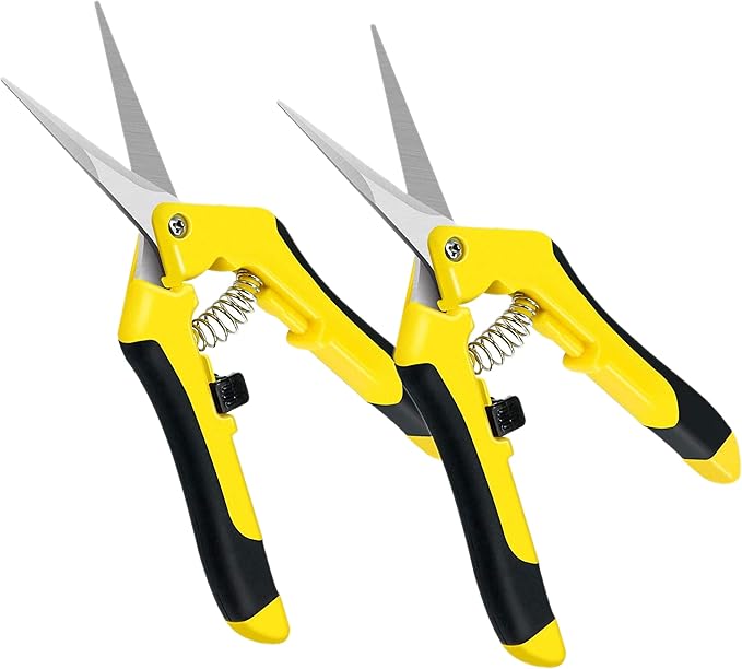 iPower 6.5 Inch Gardening Scissors Hand Pruner Pruning Shear for Gardening and Trimming, Heavy-Duty, Ultra Sharp Stainless Steel, Yellow, 2-Pack