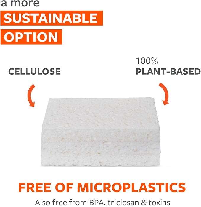 Full Circle Plain Jane, 100% Plant-Based Cellulose Sponges – Pack of 3 – Plastic-Free, Natural Sponge, No Microplastics, Safe for Nonstick Cookware