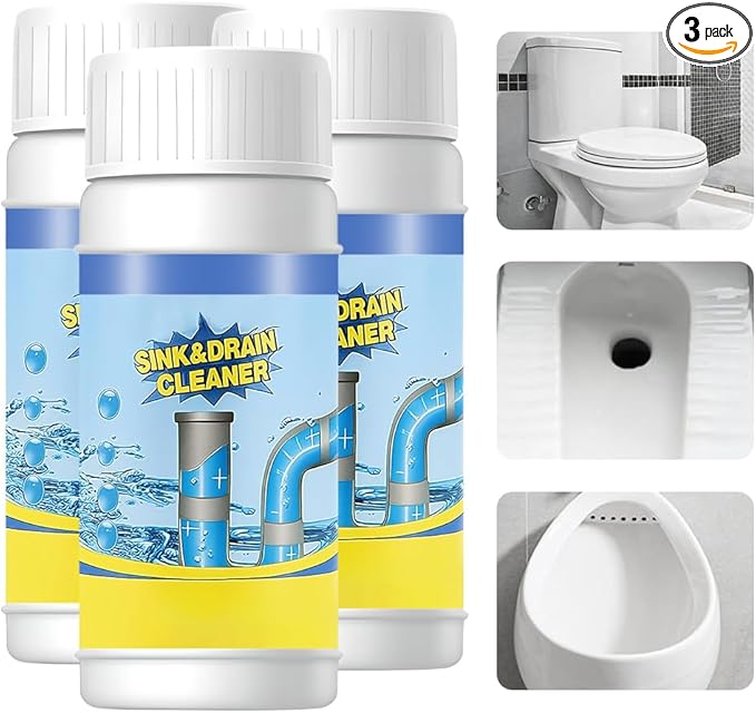 Drain Cleaner Powder, 2026 New Multi-functional Pipeline Dredging Agent, Sink Drain Cleaning Powder for Kitchen, Bathroom, Toilet, Pipe Maintenance (3PCS)