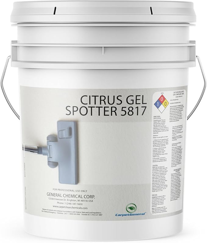 Citrus Gel Spotter 5817 - Multi-Surface Carpet Stain Remover and Spot Cleaner Treatment - Residential and Commercial Use - For Heavy-Duty Stain Cleaning - Pro Grade - 5 Gallon Pail
