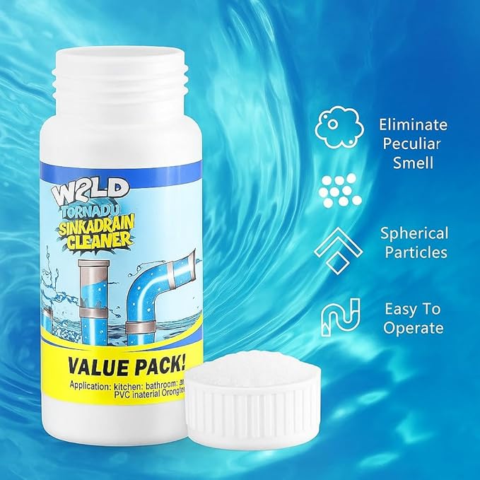 Wild Tornado Sink and Drain Cleaner Powder – Powerful Foaming Drain Cleaner for Kitchen, Bathroom, Toilet & Pipes – Fast-Acting Clog Remover, Deodorizes & Deep Cleans Drains (4)