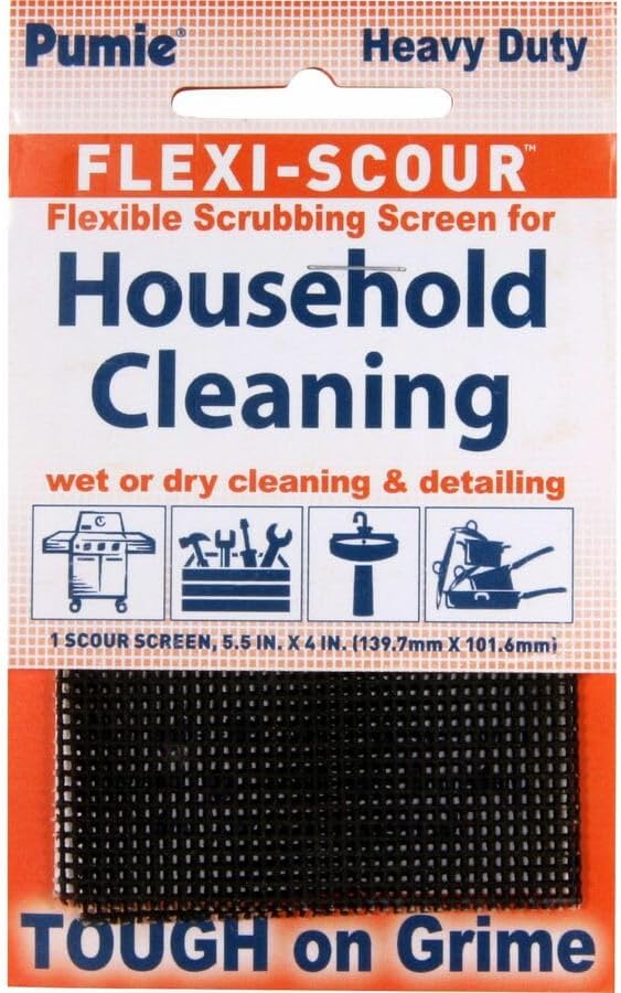 PUMIE Flexi-Scour, 5.5 x 4 Inch Flexible Scrubbing Screen for Household Cleaning, Flexible Scouring Mesh Pad, FLEX-12 C Abrasive Grit Cleaning Screen for Grill, Removes Carbon, Rust, Scale(Pack of 48)