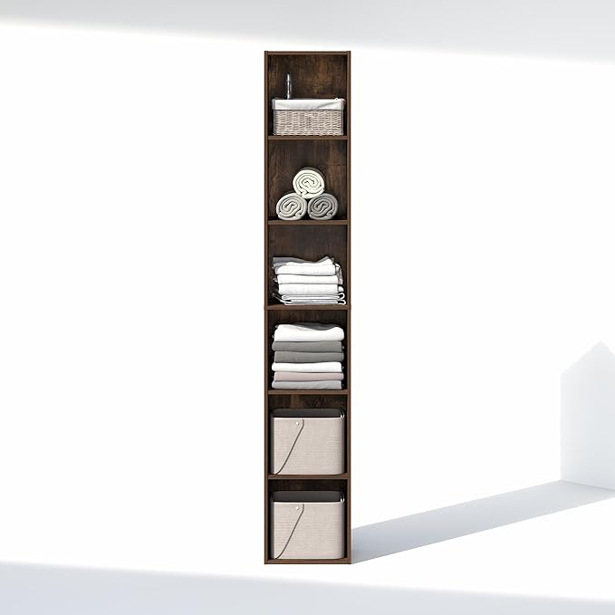 Furinno Cubicle 6-Tier Closet Organizers and Storage, Closet Organizer, Open Shelf Closet Storage, for Wardrobe, Bedroom, Living Room, Amber Pine