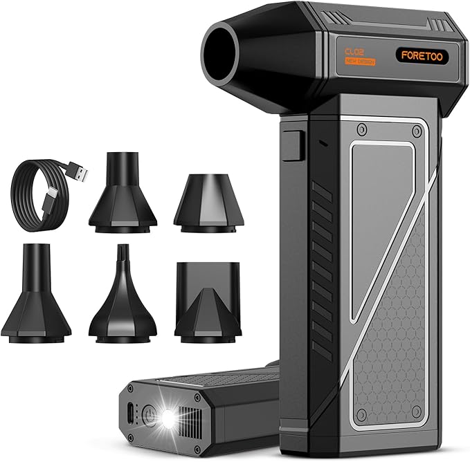 Compressed Air Duster-150000RPM Super Power Cordless Air Duster, Rechargeable Brushless Motor Durable Power Blower with SOS LED Light,Adjustable Dust Blower for Computer, Pet,Outdoor, House and Car