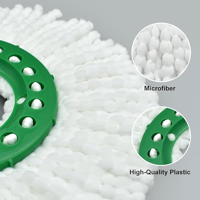6 Pack Mop Head Replacement for Libman Tornado Spin Mop Reusable Microfiber Spin Mop Heads Refill for Libman Tornado Spin Mop System, Easy to Replace and Machine Washable (White, 6 Pack)
