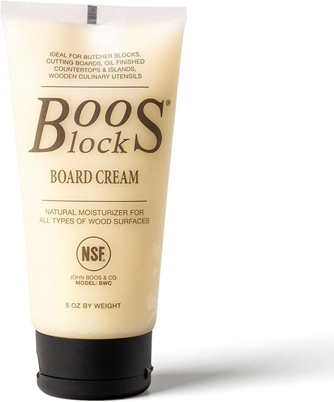 John Boos 5 oz Board Cream with Beeswax and Mineral Oil for Wood Surface Care – All-Natural Conditioner & Sealer for Butcher Blocks, Wooden Cutting Boards, Countertops, and Utensils