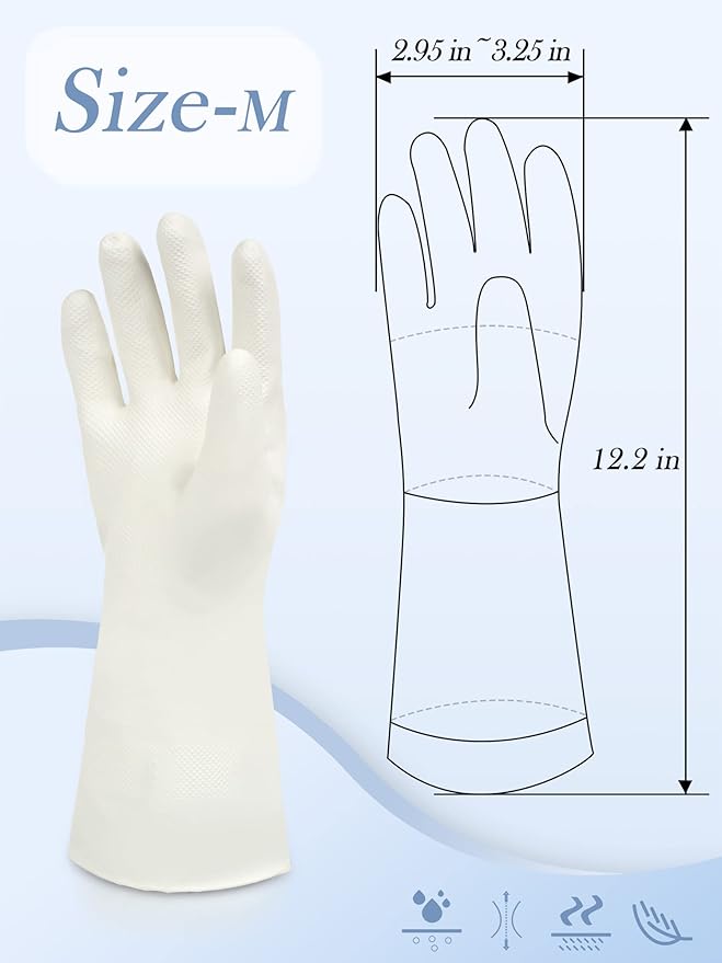 Cleanbear Reusable Dish Washing Rubber Glove Set of 3, Household Cleaning Gloves for Washing