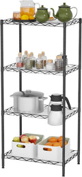 4-Tier Wire Shelving Unit 600 lbs Weight Capacity Storage Shelves Metal Frame Garage Shelves Easy Installation Metal Shelves for Home Kitchen Garage Pantry, 12" Dx18 Wx44 H, Black