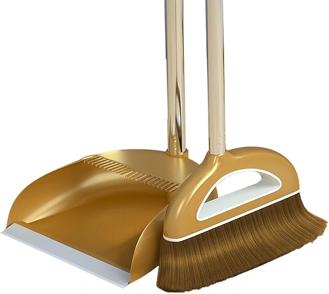 Broom and Dustpan Set, Broom and Dustpan Combo Set, Long Handle Broom with Dustpan Combo Set, Stand Up Broom and Dustpan for Home, Heavy Duty Broom for Kitchen Offices, LKSX585SIHM53TRUDTX