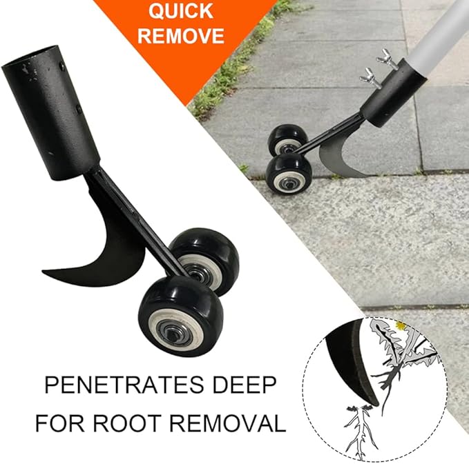 Curved Hook Weed Remover for Garden Patio Backyard Lawn Sidewalk Driveways Weeds Aluminum Alloy Manual Weeder Black